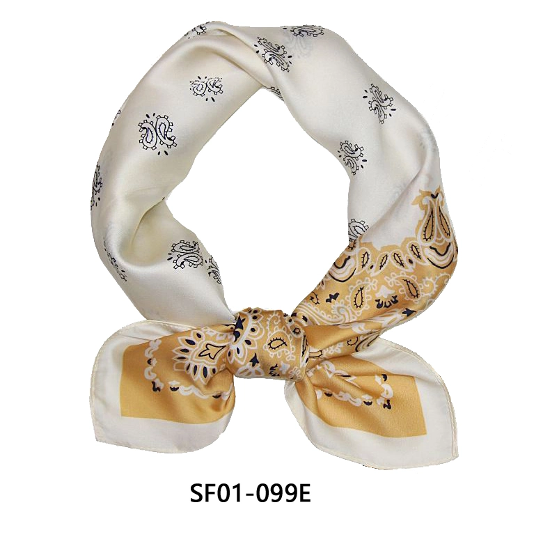 Women Square Neckerchief 2022 Spring Chiffon Scarves Paisley Printting Design Bandana Lady Fashion Headscarf Scarf for Ladies with Smooth Touch