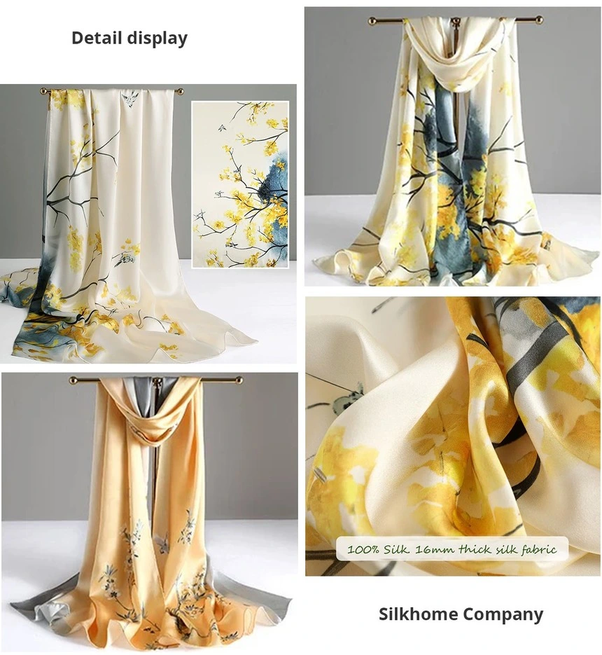 Hot Sale Double-Sided Silk Satin Long Silk Scarf Custom Size Scarf