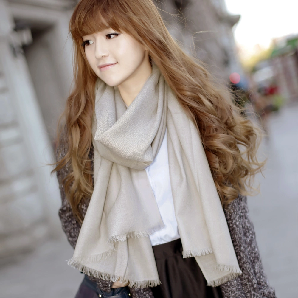 100% Fashion Merino Wool Scarf Solid Pattern (12-BR020102-2.16)