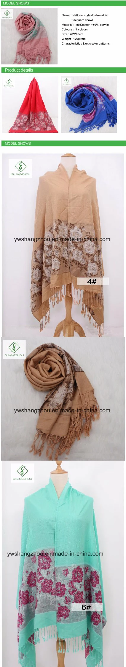 Latest Roses Jacquard Scarf Fashion Cotton Acrylic Pashmina Shawl