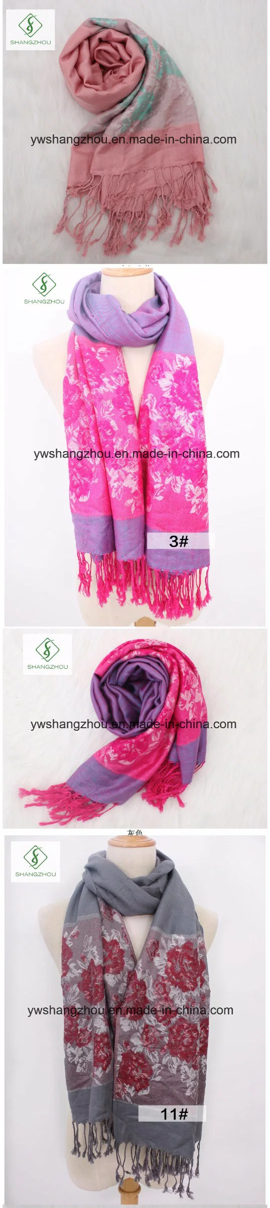 Latest Roses Jacquard Scarf Fashion Cotton Acrylic Pashmina Shawl