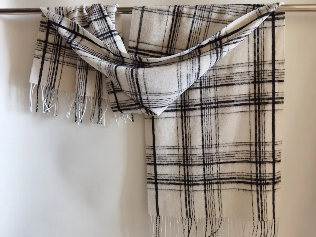 Soft Wool Check Plaid Scarf Shawl