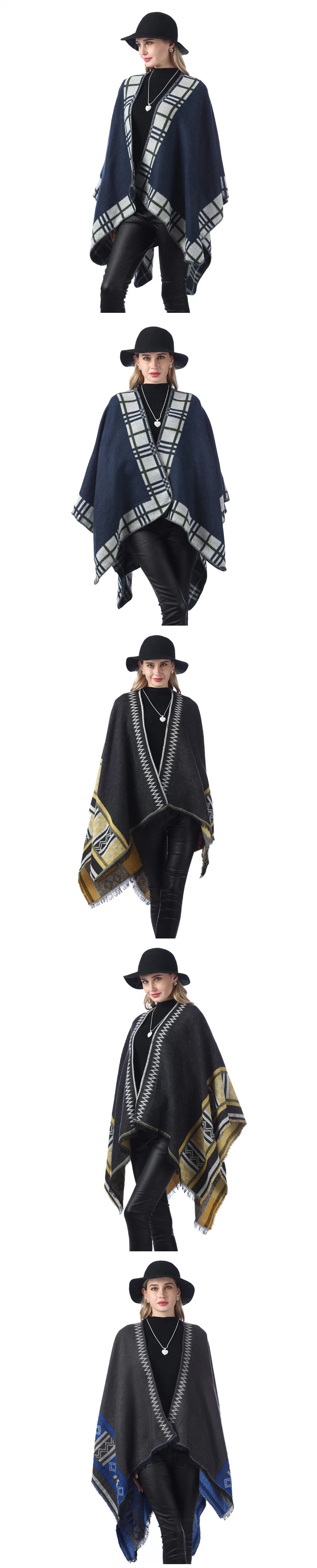 Hot Item Winter Lady New Designer Brand Luxury Fashion Square Scarves Ladies Classical Geometry Embroidery Poncho Shawl Cape Women&prime;s Accessories Scarf for Girl