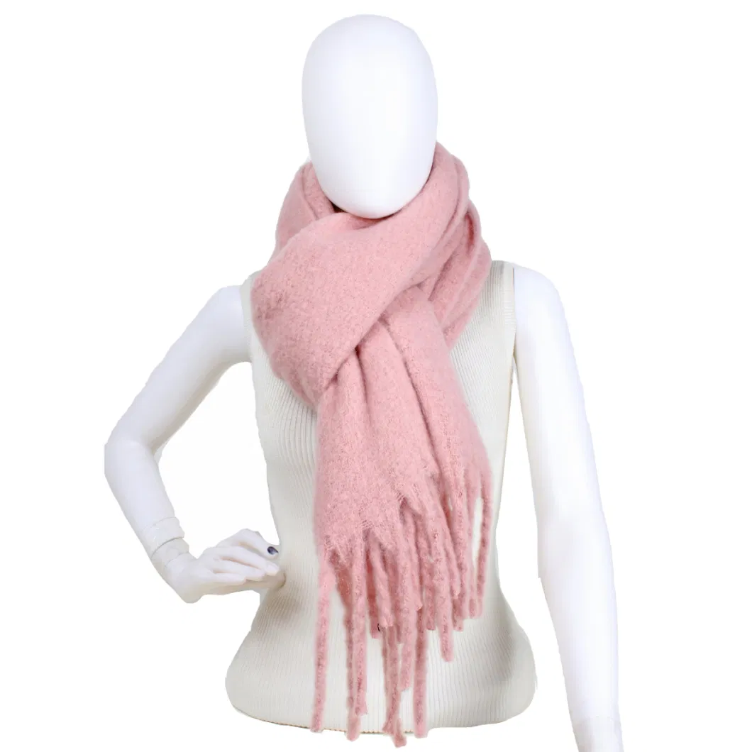 Hot Classical Basic Pure Color Woman Scarves Acrylic Thicker Stole Wrap Scarf