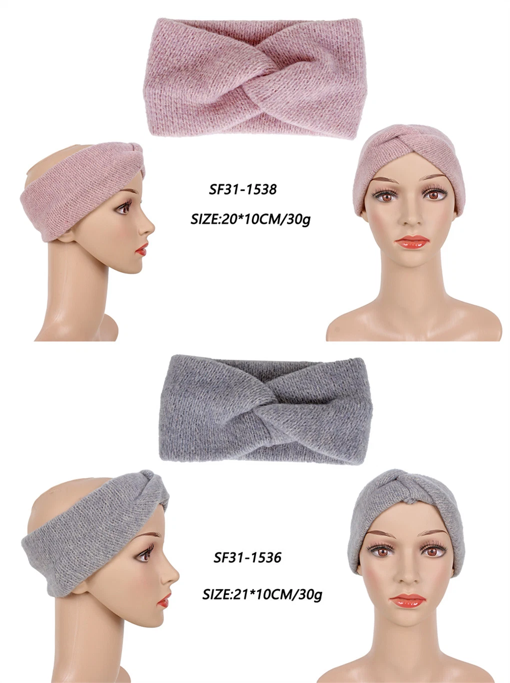 Pure Color Lady&prime;s Acrylic Set Collar Hm Wool Headband Loop Scarf with Knot Decoration