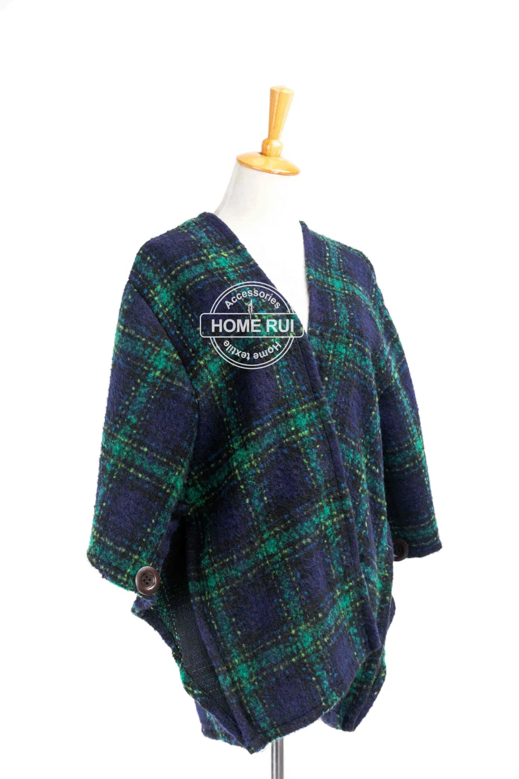 Manufacturer Outfit Fall Winter Lady Plus Batwing Classic Multi Block Tassel Wraps Nova Scottish Plaid Checks Sweater Cape Boat V-Neck Poncho Pallium Cape