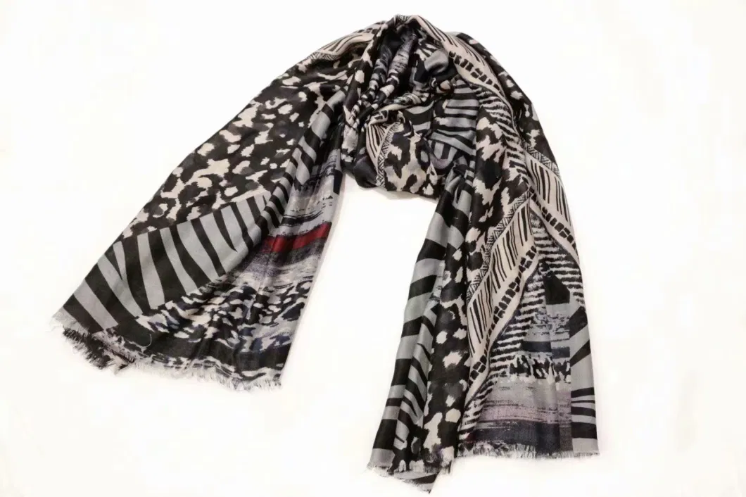 Zebra Stole Soft Animal Pattern Wraps Female Autumn Geometric Patchwork Shawl