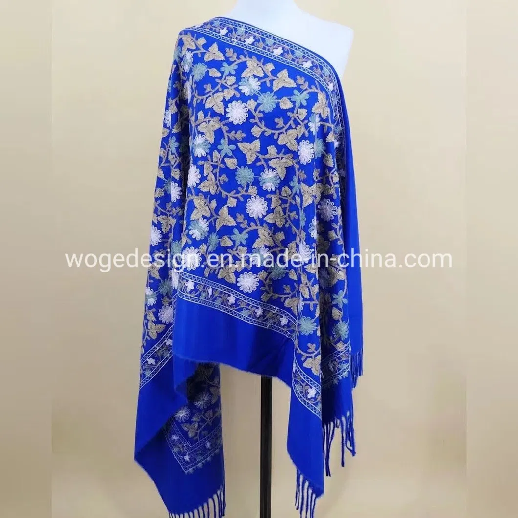 Factory Wholesale Pakistan Woman Dress Clothing Scarf Embroidered Floral Pashmina Shawls