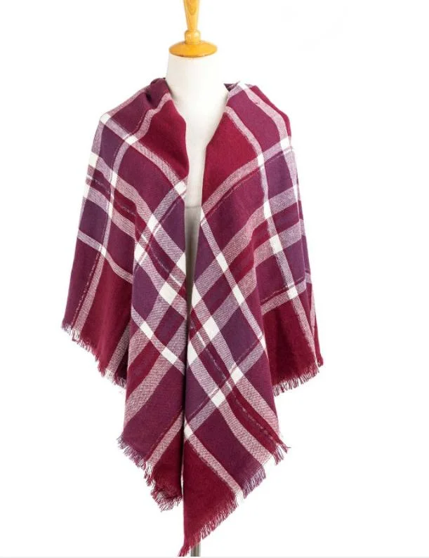 Ladies Fashion Leisure Classical Checked Woven Scarf Wrap Shawl Poncho