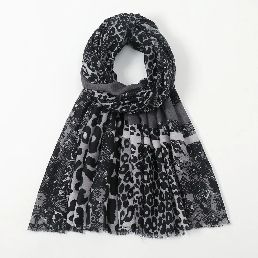 Women Fashion Leopard Custom Design Spring Summer Lady F Long Silk Scarf