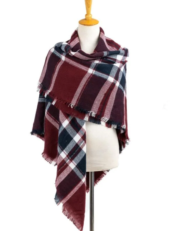 Ladies Fashion Leisure Classical Checked Woven Scarf Wrap Shawl Poncho