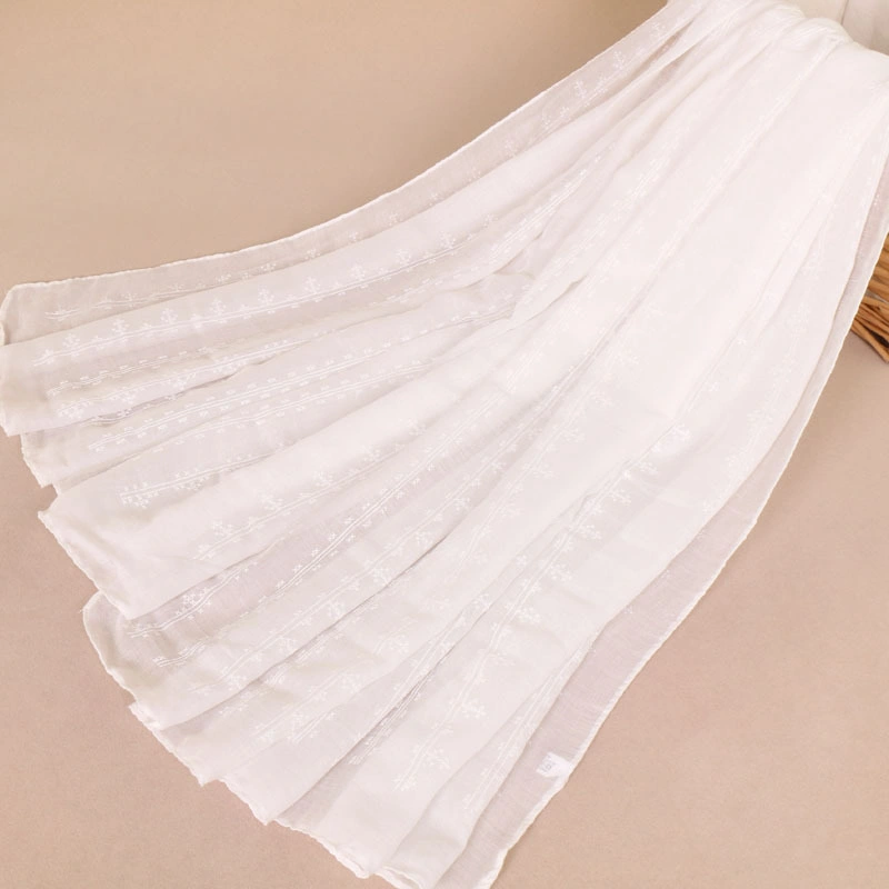 New Style Cotton Printed Monochrome Custom Yarn Hijab Fashion Long Soft Lady Scarf
