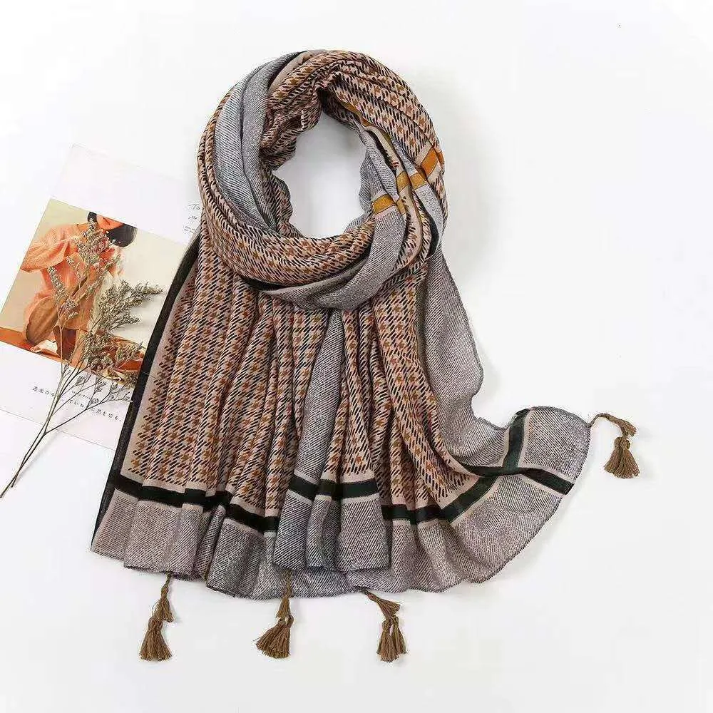 New Design Ready to Ship Soft Cashmere Feel Blanket Scarves Long Brand Warm Tassel Thick Winter Shawl