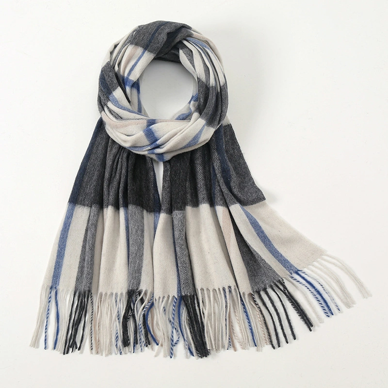 New Design Plaid Shawl Multi-Color Soft Pure Wool Women&prime;s Scarf