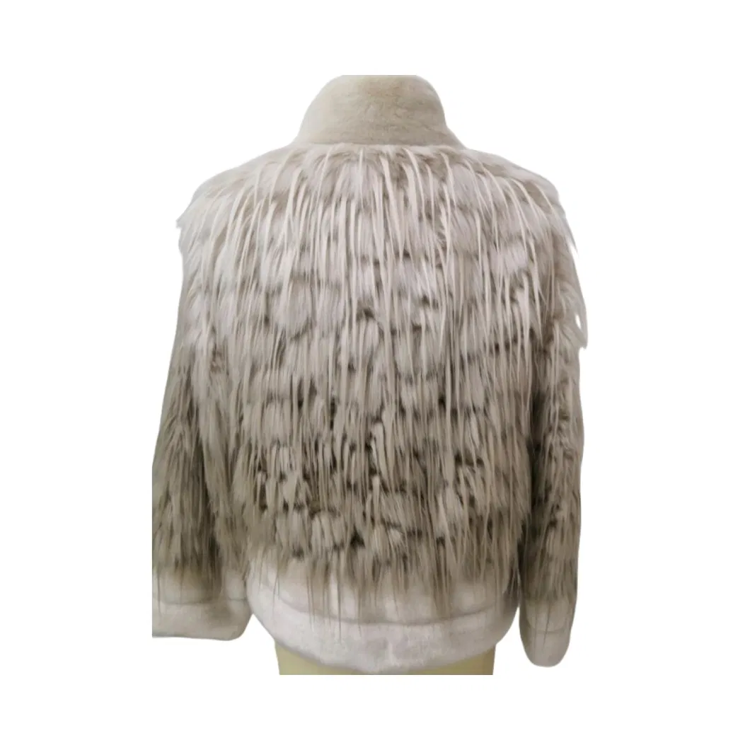 Ladies Faux Fur Jacket Popular Outerwear Winter Coat with Faux Mink Collar