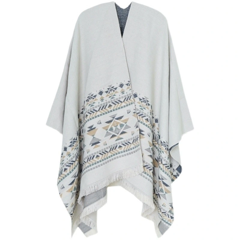 Customized White Open Front Shawl Wrap Women Warm Soft Poncho