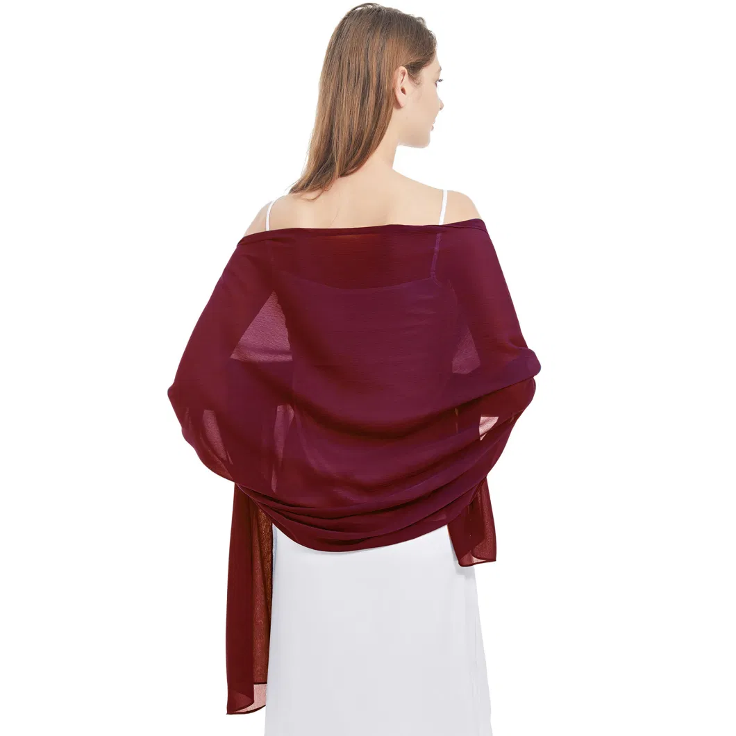 Ladies Comfrotable Burgundy Chiffon Wedding Formal Shawls and Wraps