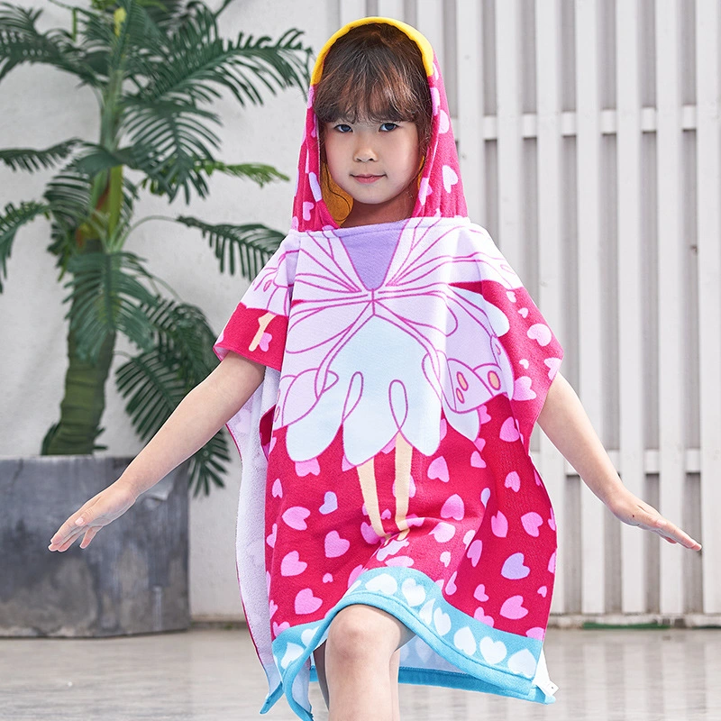 Microfiber Kids Hooded Bath Towel Beach Towel Toddler Poncho