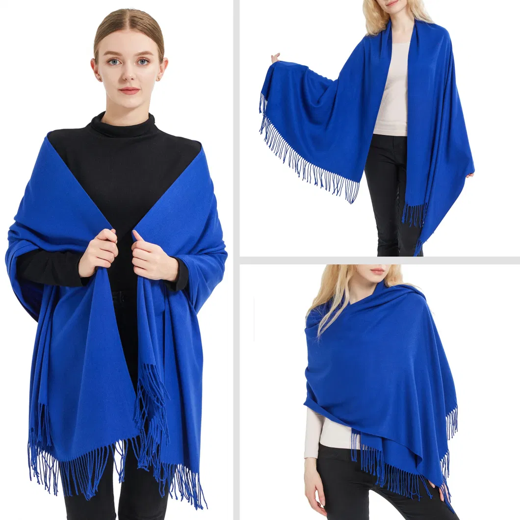 Fashionable Royal Blue Capes Tassels Pashmina Women Shawls