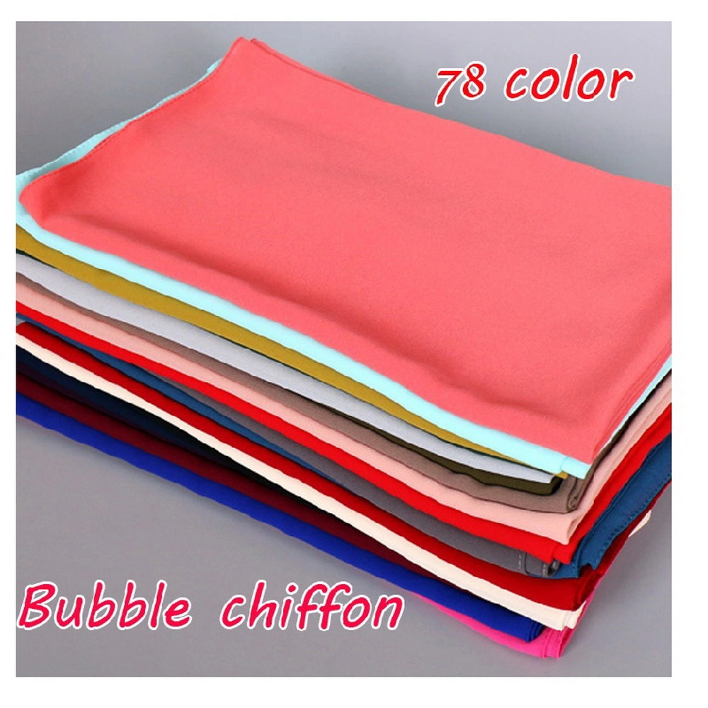 Wholesale Hot Sale Islam Malaysia Hijab Muslim Bubble Chiffon Scarf Plain Solid Color Wrap Shawl