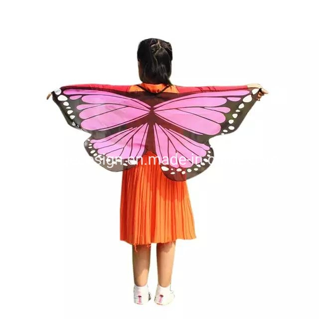 Kid Wider Wing Halloween Party Wraps Costumes Cape Dress Accessory Print Chiffon Polyester Butterfly Shawls for Dancing Cosplay