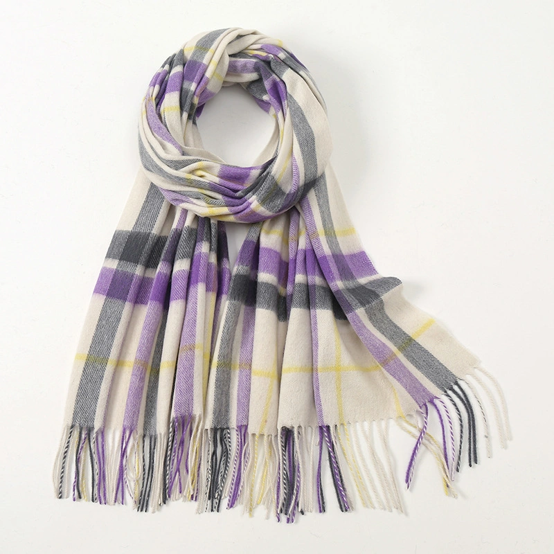 New Design Plaid Shawl Multi-Color Soft Pure Wool Women&prime;s Scarf