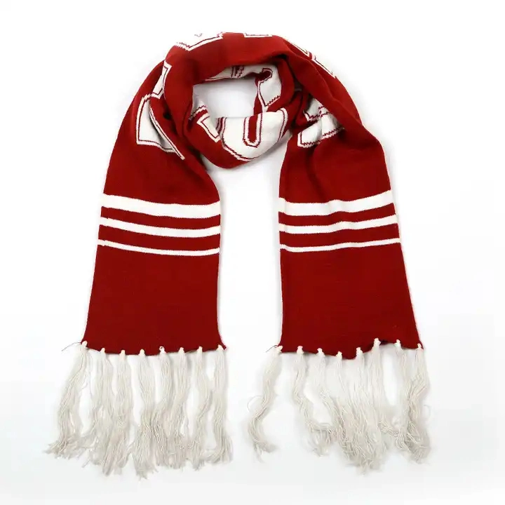 Premium Custom Made Scarf Football Scarf Knitted for Football Clubs Adult Jacquard Long Plain Dyed Scarves