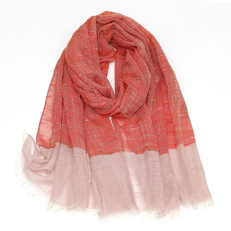 Wholesale Ladies Yarn Dyed Polyester Cotton Blend Scarf