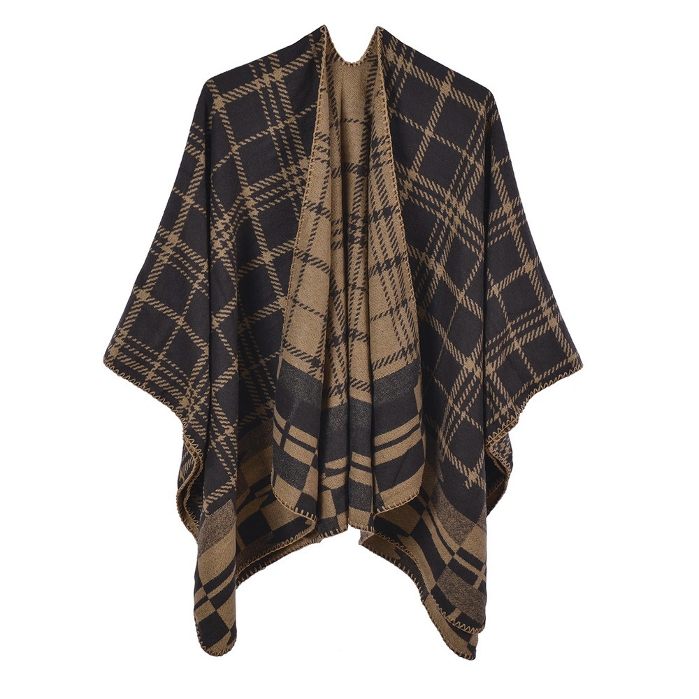 Women Classical Block Shawls Ladies Knitted Poncho