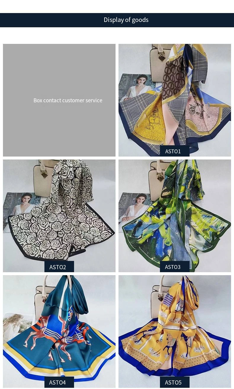Fashion Lady Women Wholesale Custom Printing High Quality Long Pure Silk Shawl Scarf