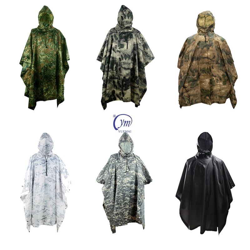 Drawstring Hoodie PVC Impermeable Waterproofing Rain Coat for Hiking Backpacking Poncho