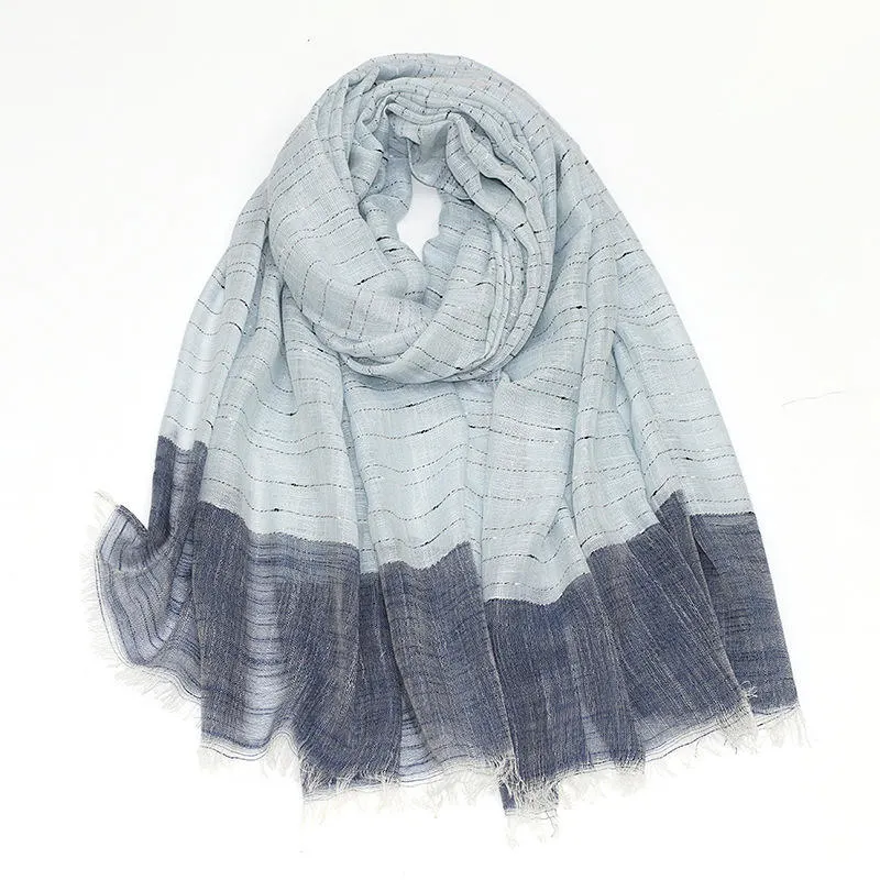 Wholesale Ladies Yarn Dyed Polyester Cotton Blend Scarf