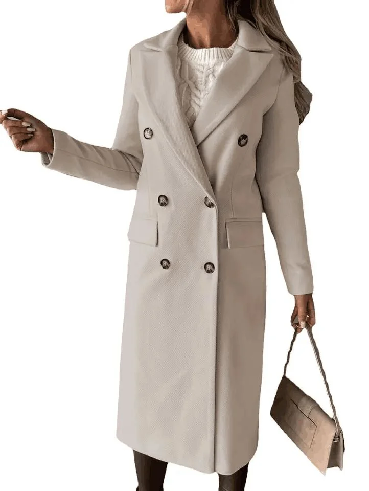 Customized Wool Ladies Polyester Overcoat Female Plus Size and Long Jacket Winter Trench Coat for Women Slim Overcoat