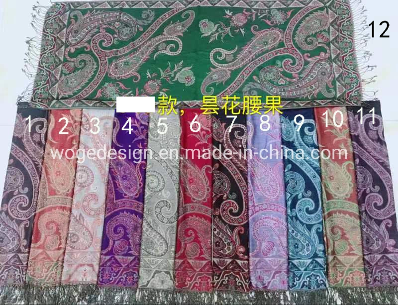 New Stylish Developed Zhejiang Manufacturers Chic Feminie Shoulder Scarf Cape Blanket Jacquard Rayon Flowers Pashmina Shawls