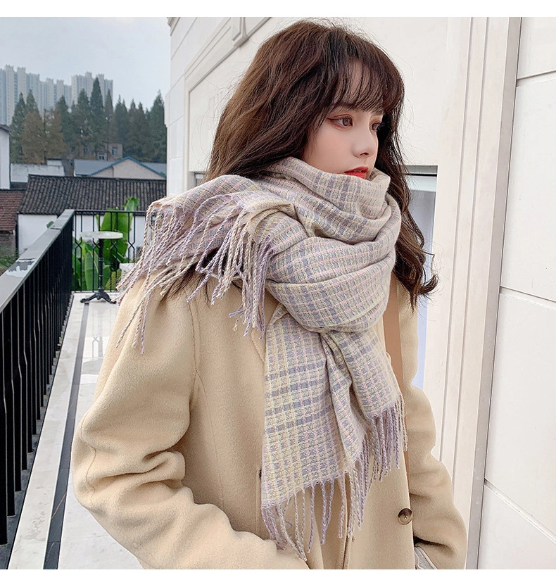 Students Winter New Arrive Luxury Designer Brand Ladies Orange Warm Women Fashion Scarves Shawl Soft Long Plaid Tartan Grid Scarf for Girl