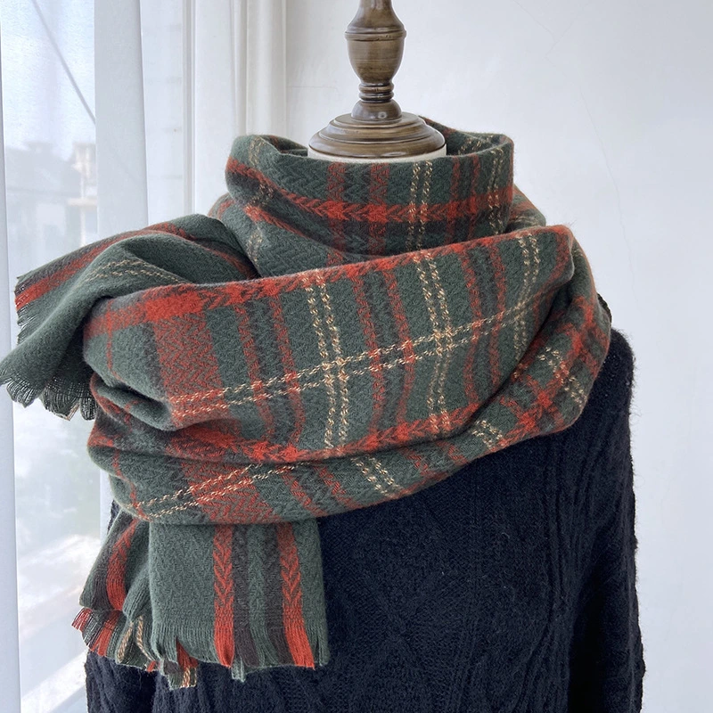 New Autumn and Winter Plaid Scarf All-Match College Style Thickened Cashmere Shawl Multi-Color Lady Scarf