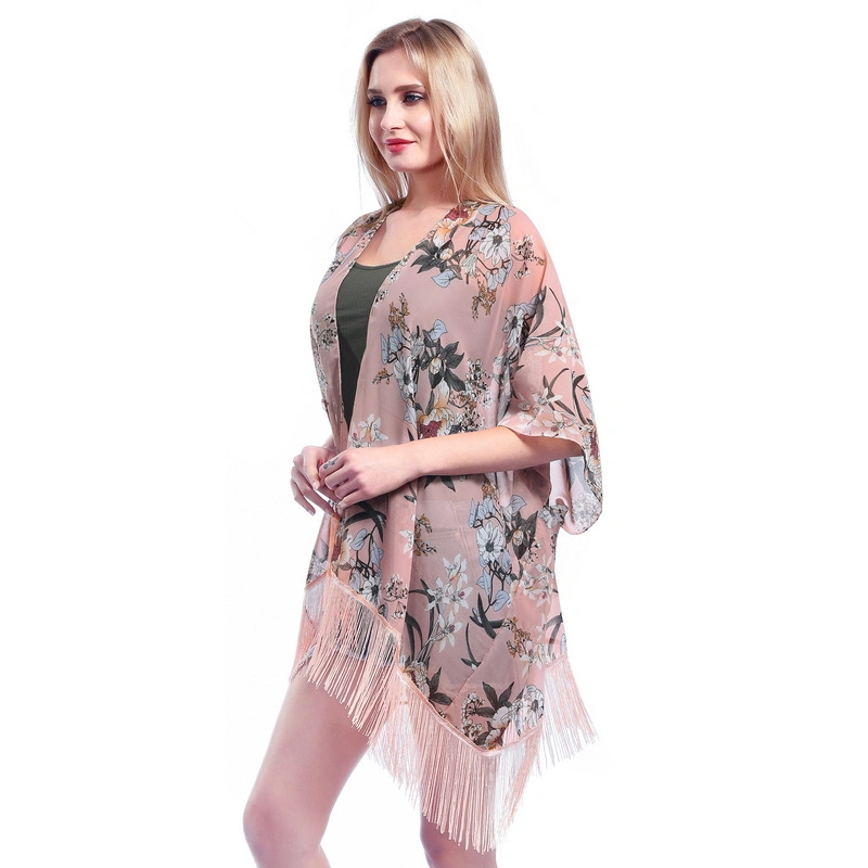 Summer Light Beach Shawl Wrap Poncho with Tassel for Women