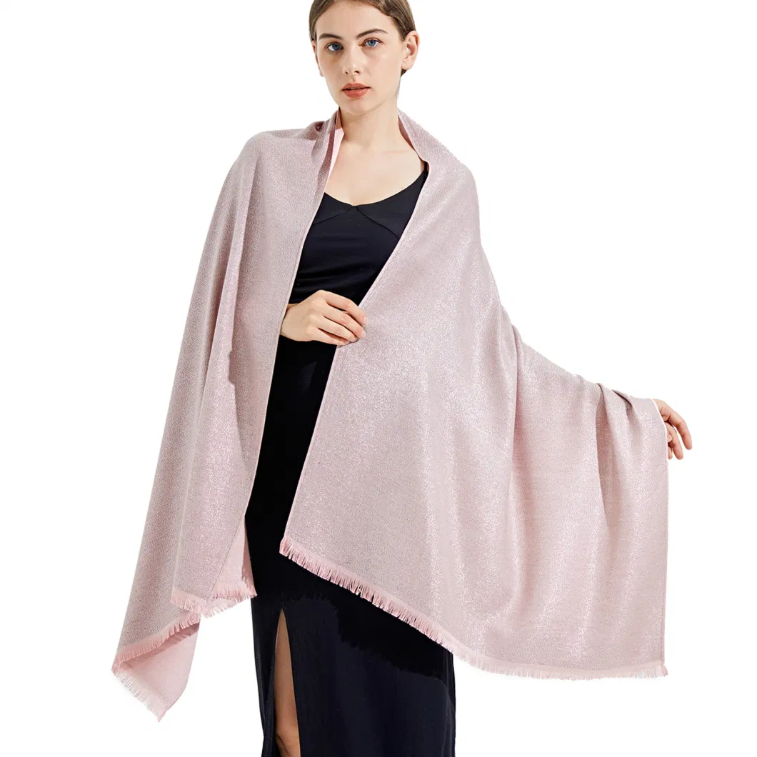 Women Attractive Pink Silver Metallic Shawls and Wraps for Evening Dresses