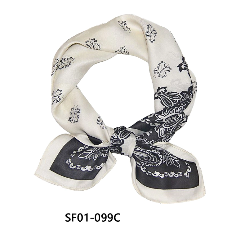 Women Square Neckerchief 2022 Spring Chiffon Scarves Paisley Printting Design Bandana Lady Fashion Headscarf Scarf for Ladies with Smooth Touch