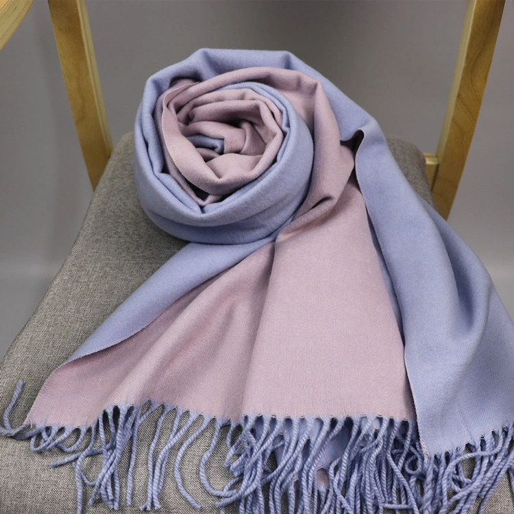 Solid Color Shawl Thick Long Fringe Cashmere Wool Scarf