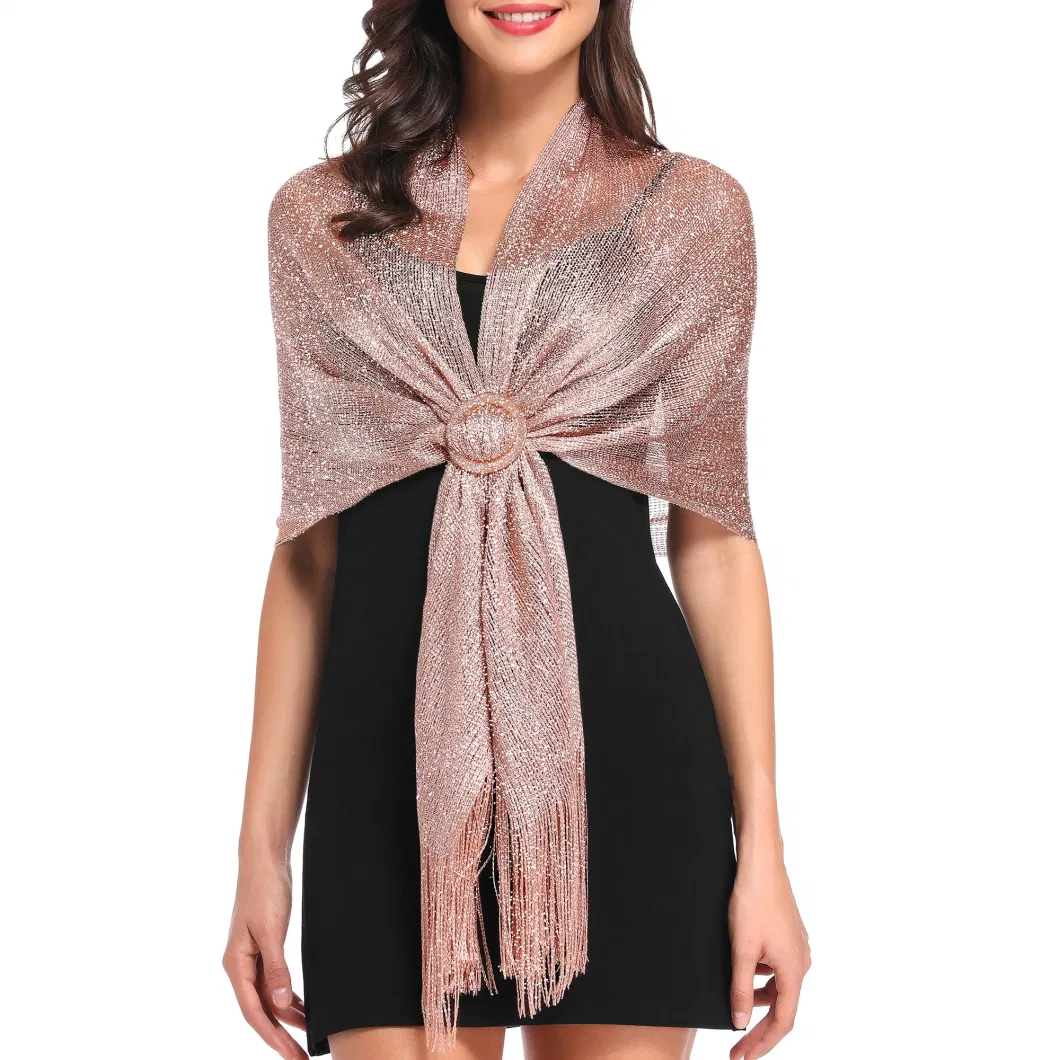Stylish Women Shimmering Evening Party Dress Shawls and Wraps