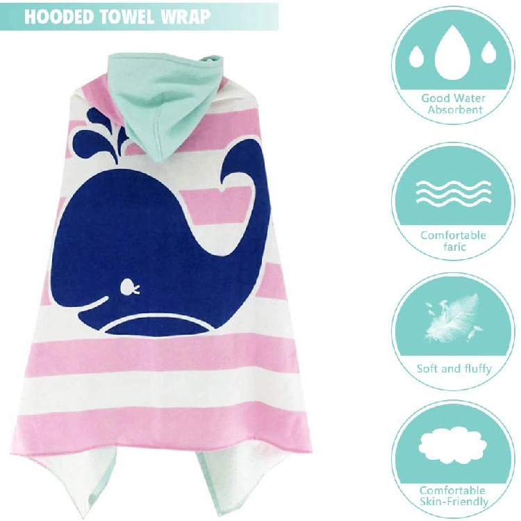 Microfiber Hooded Poncho Beach Bathrobe Chlid Poncho Towels