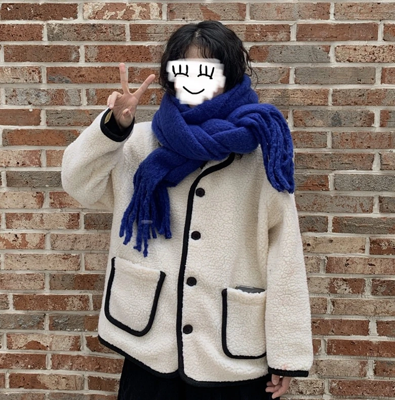 Women&prime;s Winter Soft Plaid Long Fuzzy Chunky Oblong Shawl