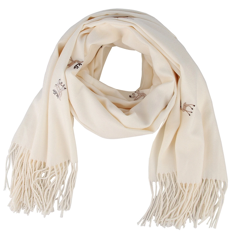 Embroidered Cashmere Scarf Shawl Thickened Long Fringed Scarf