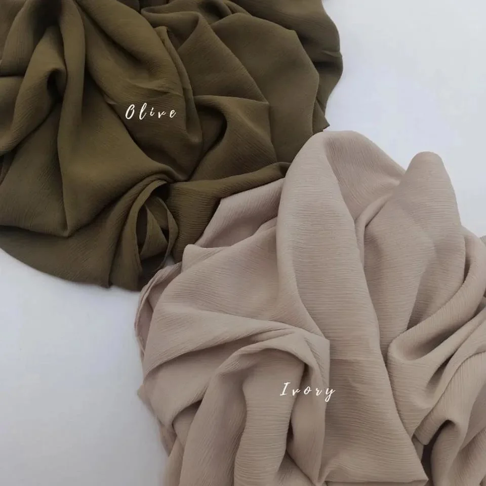 High Quality Customized Tudung Ladies Crinkle Plain Chiffon Scarf Shawl