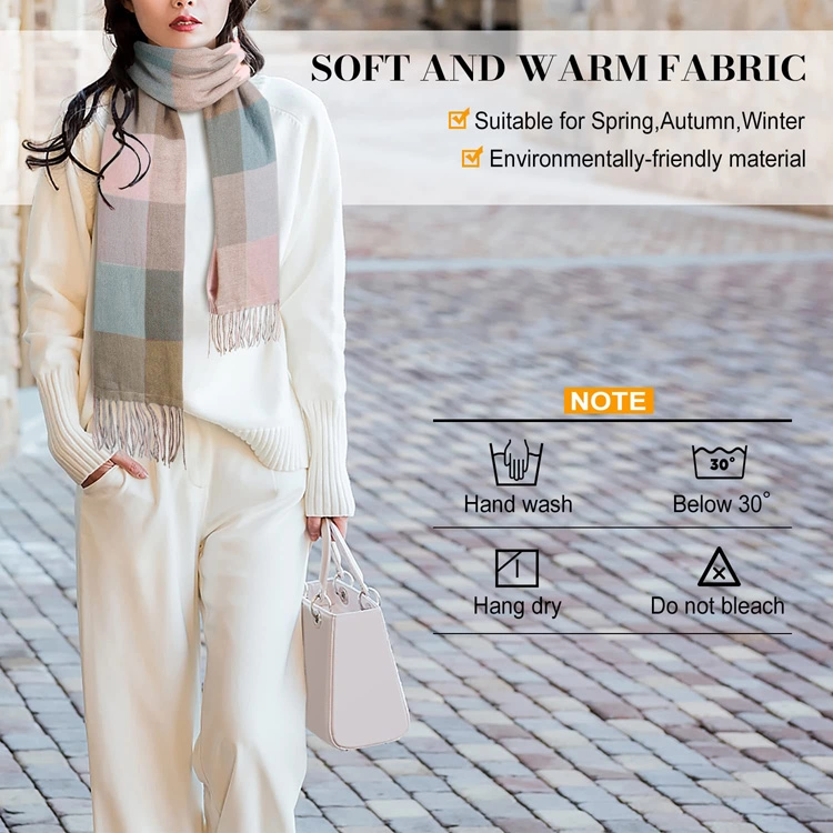 USB Rechargeable Women&prime;s Fashion Long Neck Scarfs Warm Grid Heated Scarf