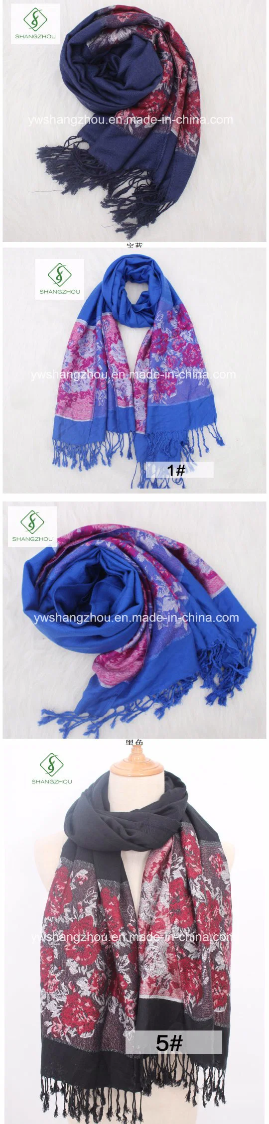 Latest Roses Jacquard Scarf Fashion Cotton Acrylic Pashmina Shawl