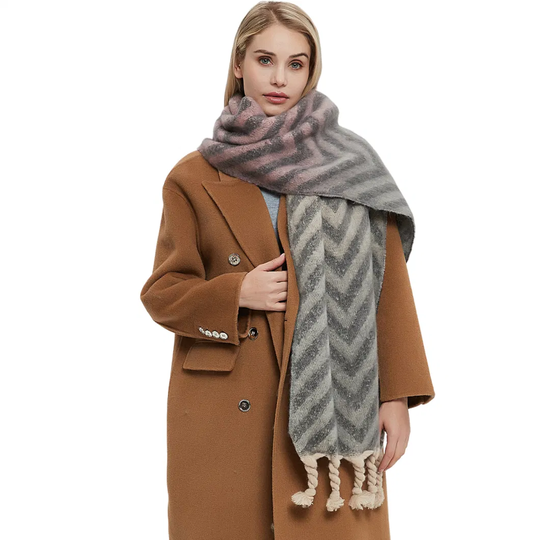Winter Blanket Women&prime;s Wave Cozy Tartan Wrap Shawl Oversized Warm Scarf