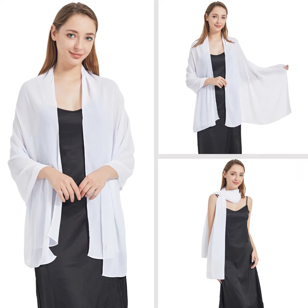 Popular Luxury Ladies Charming White Chiffon Poncho Shawl for Evening Party