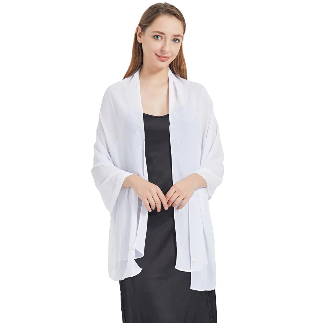 Popular Luxury Ladies Charming White Chiffon Poncho Shawl for Evening Party